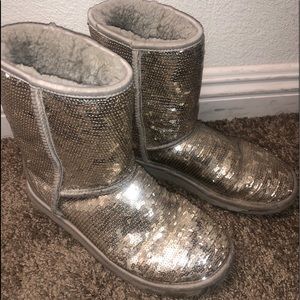 Silver Sequin Ugg Boots